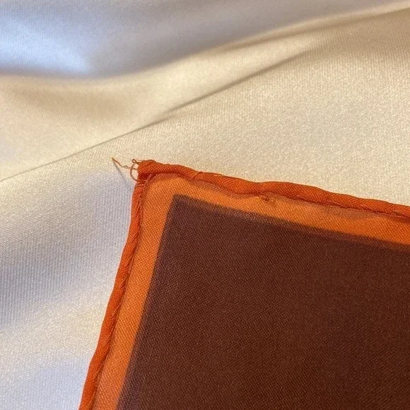 VTG 60 70 Jim Renoir Geometric Print Brown Burnt Orange Large Square scarf - Picture 15 of 16